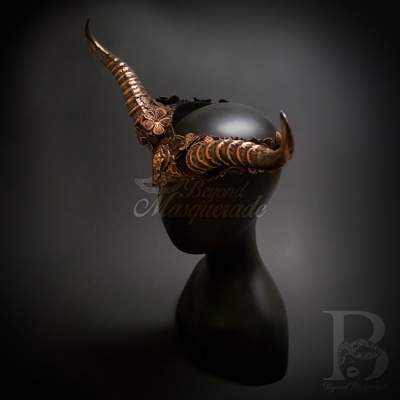 Rose Gold Rhinestone Horn Mask main image 0
