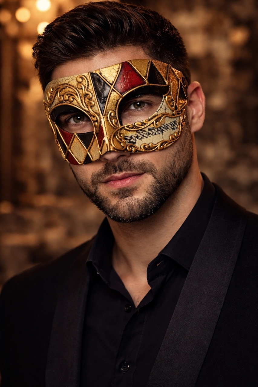 Gold Venetian Masquerade Mask for Men Red Black Harlequin Carnival Mask by Beyond Masquerade Gold Venetian Masquerade Mask for Men Red Black Harlequin Carnival Mask by Beyond Masquerade