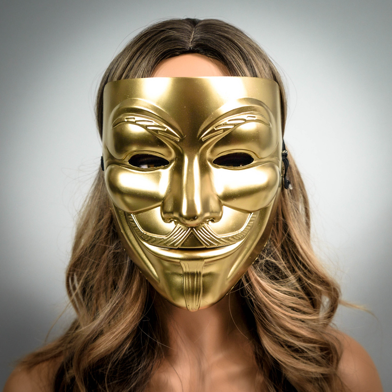 Gold V for Vendetta Masquerade Mask Guy Fawkes Halloween Anonymous Mask