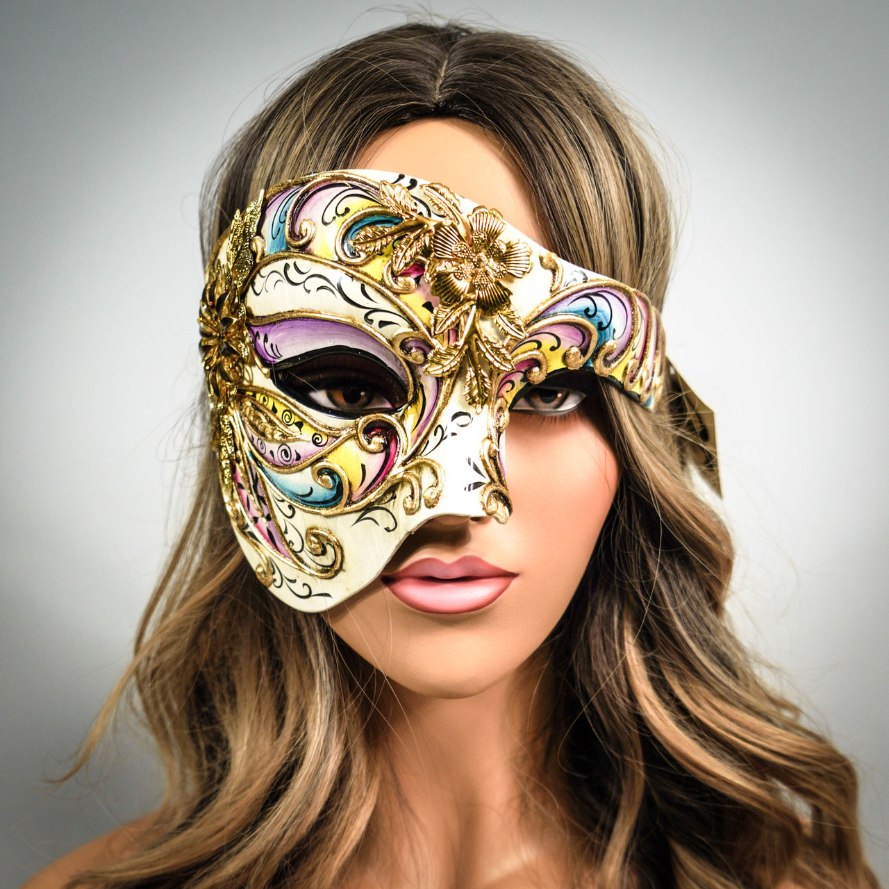 Masquerade Masks Phantom Music Notes and Gold Flowers Unisex