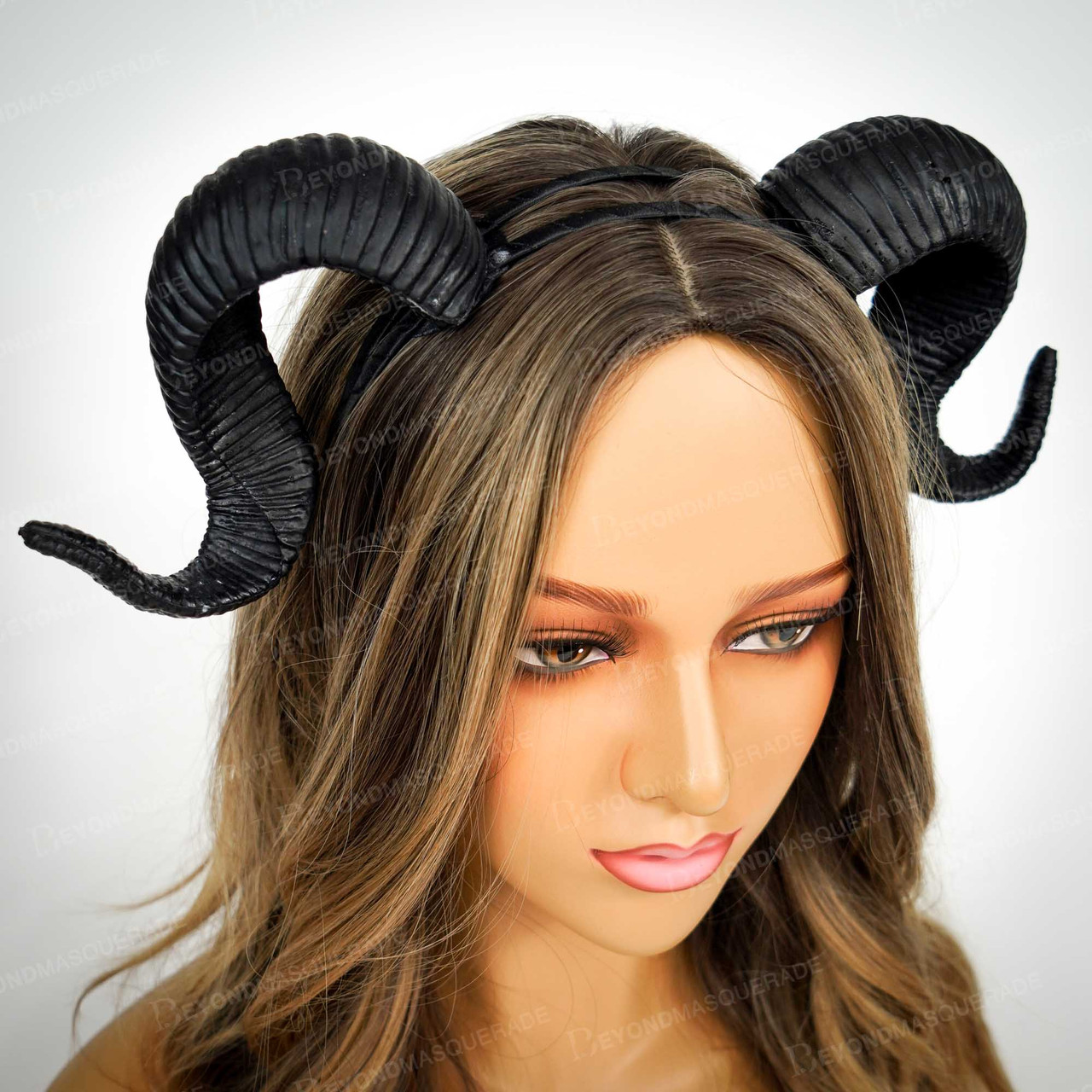 Cosplay Ram Horns Headband Masquerade Masks Black US Free Ship