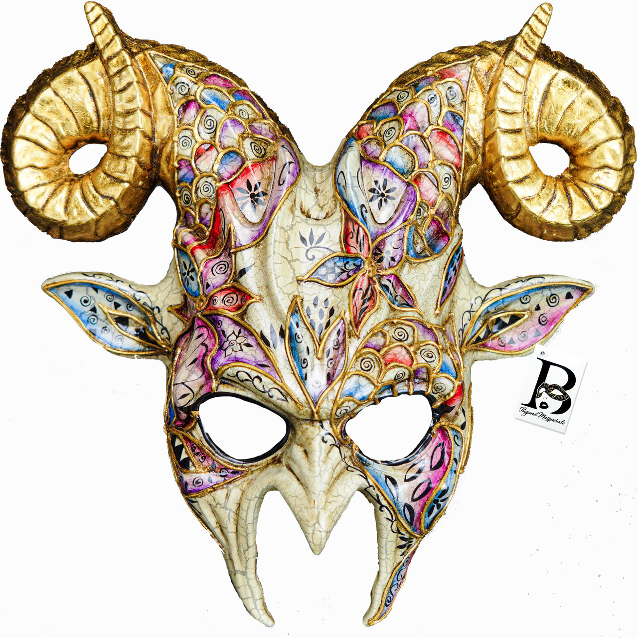 Gold Goat Ram Horns Masquerade Masks Face USA Free Shipping