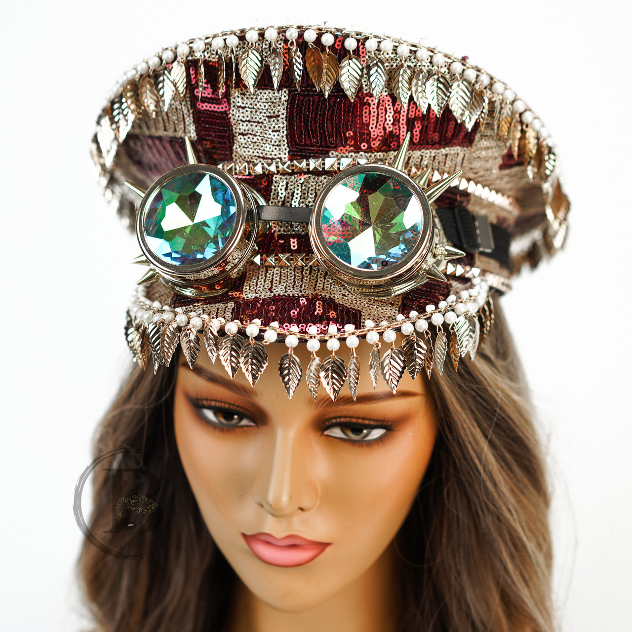 New Ram Skull Horns Steampunk Costume Hat Headpiece Top Hat