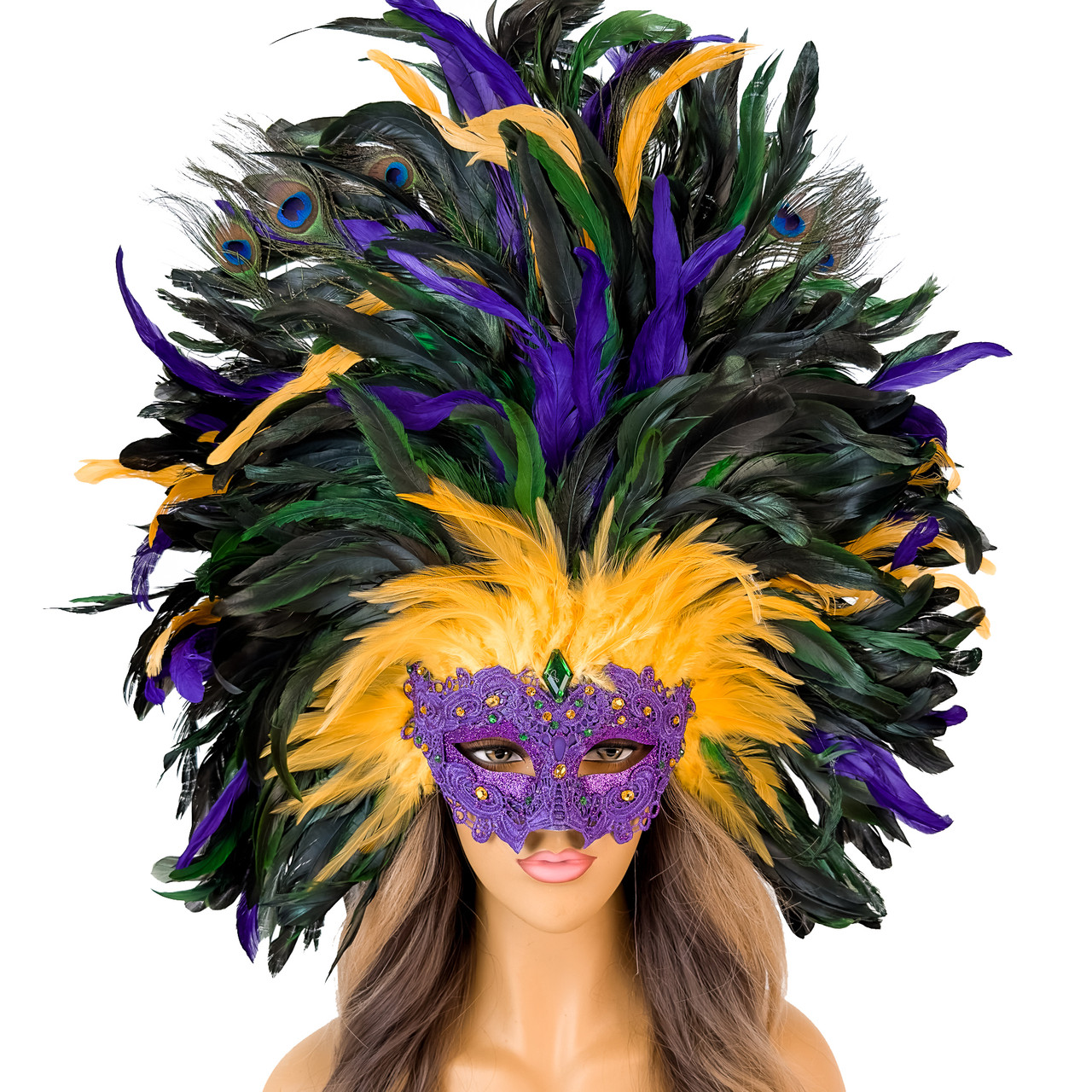 Elegant Mardi Gras Masquerade Mask for Women Halloween Costume Feather  Party Masks Feathers Venetian Mardi Gras Burlesque Mask Black
