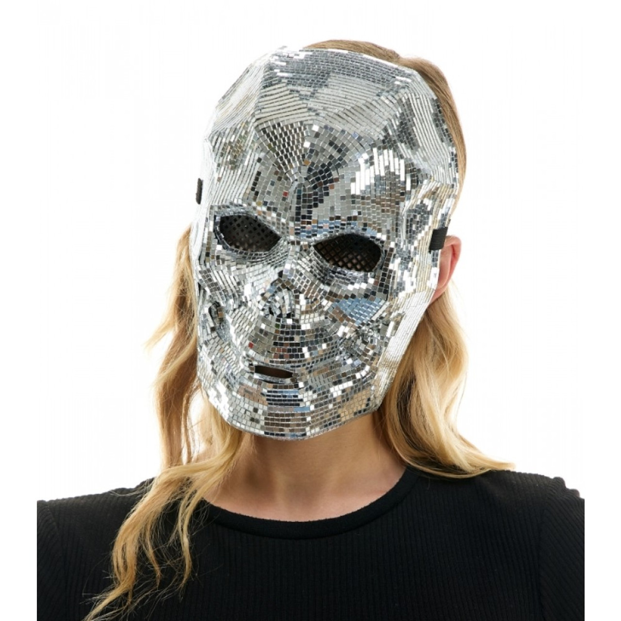 Skull Masquerade Ball Day of The Dead Candy Skull Mask Mirror Glass Disco Halloween Wedding Silver by Beyond Masquerade