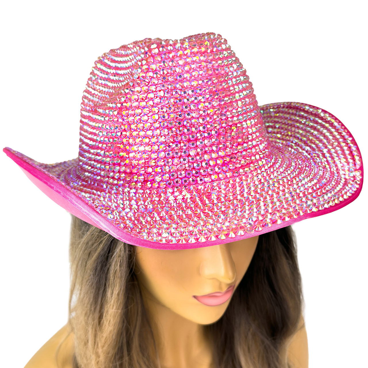 Pink Rhinestone Cowboy Hat for Concerts Festivals