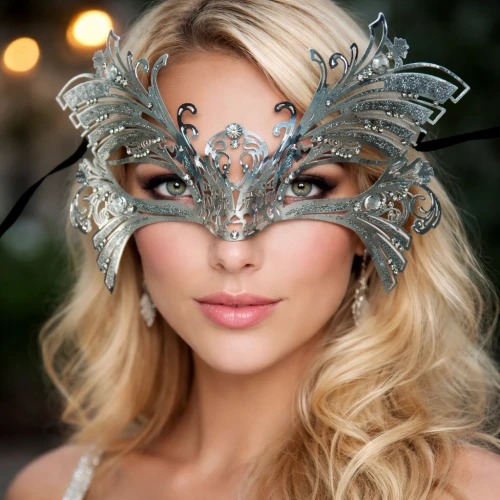 Filigree Metal Butterfly Masquerade Mask Elegant Rhinestone Venetian Mask