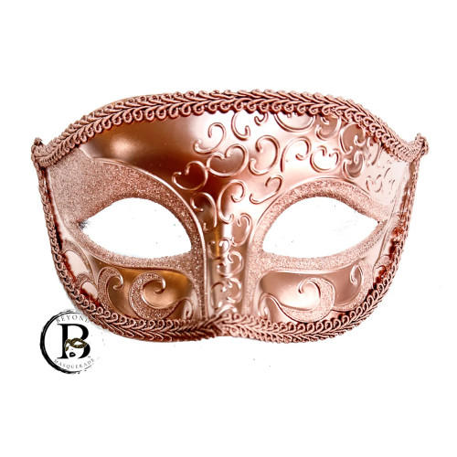 MASQUERADE PARTY MASK FOR MEN M6107 ROSE GOLD MASQUERADE PARTY MASK FOR MEN M6107 ROSE GOLD