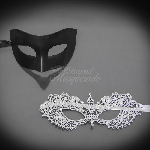 Couple's masquerade mask for party mask events, beautiful couple masquerade mask. Couple masks, couple's matching masks. Fifty Shades Darker masquerade masks worn by Anastasia Steele and male's masquerade mask worn by Christian Grey. Silver lace masquerade mask with no rhinestones for a simple and classic masquerade mask look. Couple's masquerade mask for party mask events, beautiful couple masquerade mask. Couple masks, couple's matching masks. Fifty Shades Darker masquerade masks worn by Anastasia Steele and male's masquerade mask worn by Christian Grey. Silver lace masquerade mask with no rhinestones for a simple and classic masquerade mask look.