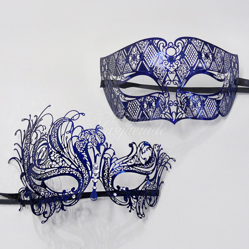 Couples masquerade mask, masquerade mask pair, royal blue couples masquerade mask, beyond masquerade, halloween couple masks
