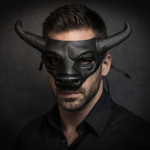 Horned Bull Mask Animal Masquerade Mask for Men Halloween Costume Mask