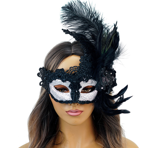 black masquerade mask feather mardi gras masks masquerade ball party mask cosplay  black masquerade mask feather mardi gras masks masquerade ball party mask cosplay