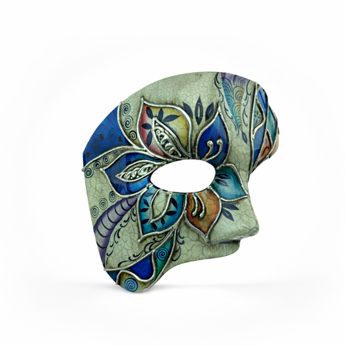 Watercolor Abstract Floral Art Phantom Masquerade Mask Men Blue M2606