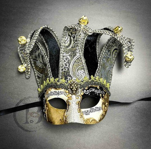 Men's Masquerade Mask Joker Comedy Venetian Silver Gold | Masquerade Store