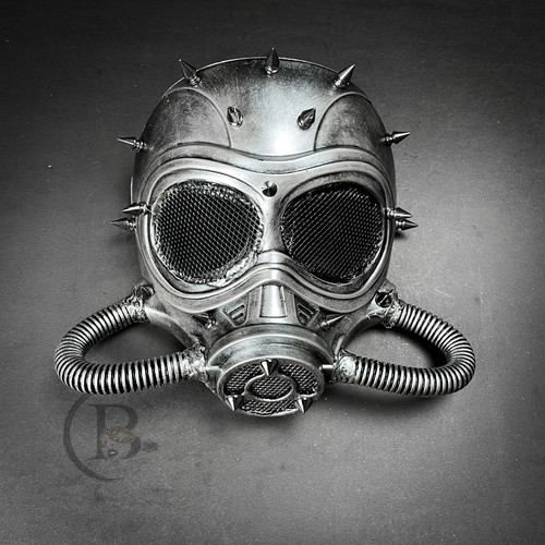 Steampunk Spike Terminator Masquerade Mask Silver 