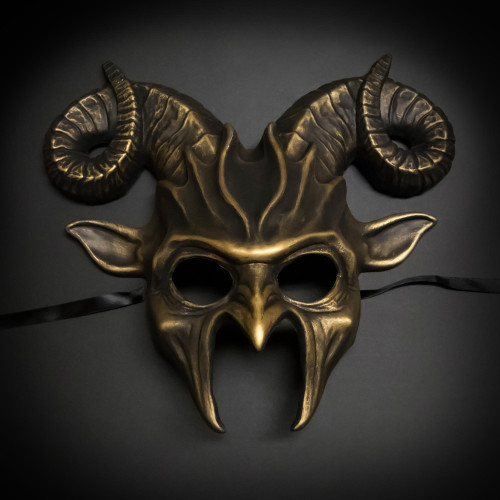 Dark Gold Ram Goat Animal Masquerade Mask