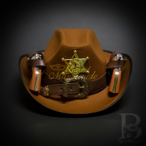 Wild West Sheriff Party Cowboy Hat with Guns Halloween Costume Brown