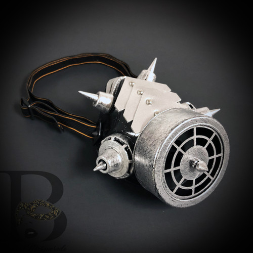 steampunk mouth mask, mouth mask, silver steampunk mask, respiratory mask. cosplay mask.