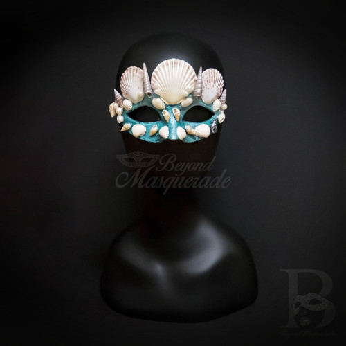 Mermaid Seashell Masquerade Mask Turquoise  M4721
