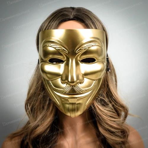 gold vendetta mask, v for vendetta, vendetta mask white, anonymous mask, gold masquerade mask, gold v mask, V masks.