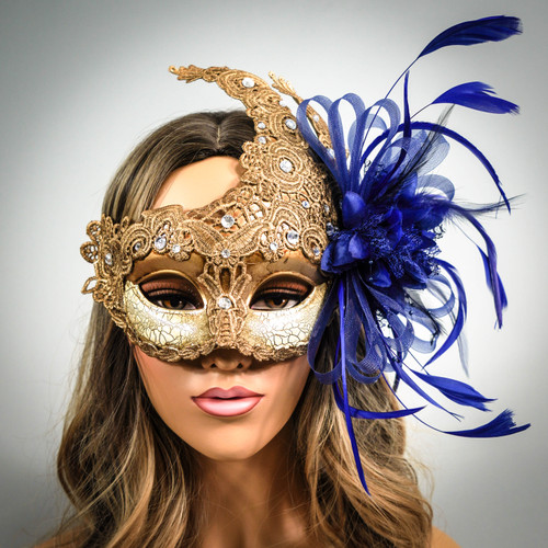 gold masquerade mask, blue masquerade mask, blue feathers mask, feather masquerade masks, feather masquerade mask, feather masks, feather party masks, feather party mask.