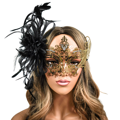 Blue Masquerade Masks Feathers Masquerade Mardi Gras Party Mask Blue Gold