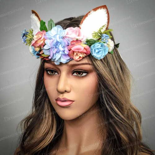 BUNNY HEADBAND, BUNNY EARS, FLOWER CROWN, WOODLAND HEADPIECE, DEER HEADPIECE, DEER CROWN, DEER HEADBAND, BAMBI HEADBAND, BAMBI COSPLAY, DEER HORNS, DEER COSTUME