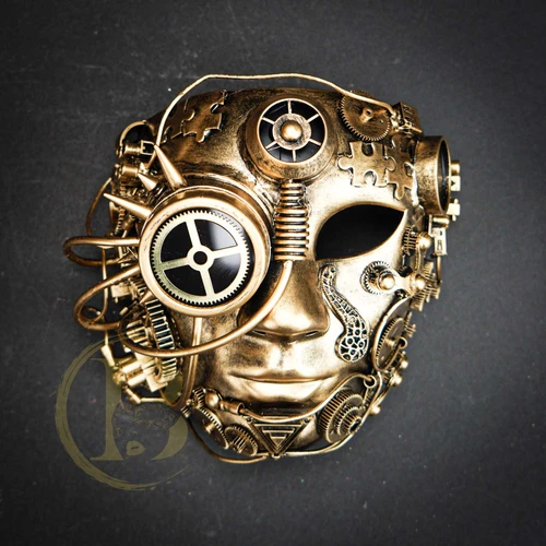 Steampunk Mask for Men. The terminator costume mask. Plague Doctor Mask Covid Gas Mask Steampunk Masks Skull Mad Max Respirator Mouth Mask Steampunk Goggles Cosplay Halloween Costume Gold