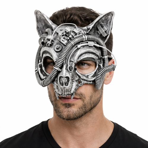 Steampunk Cat Skull Mask Mechanical Gear Animal Skull Costume Cosplay