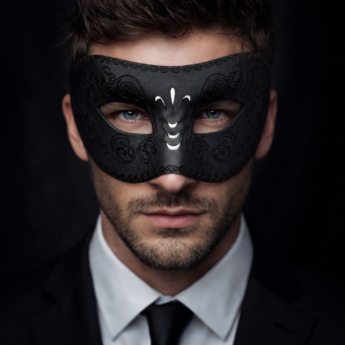 Men’s Leather Mask Classic Venetian Masquerade Half Mask for Wedding, Prom, Ball & Halloween Costume