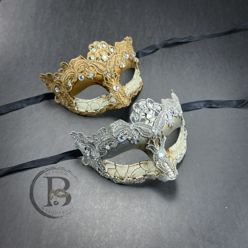Couple's Masquerade Mask, Venetian Lace Masquerade Ball Mask, Prom Mask, Toga Party, Venetian Goddess Masquerade Mask Medieval Silver Gold