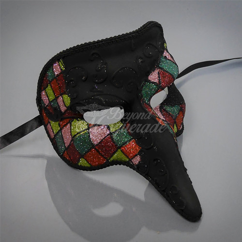THE ZANNI MASK | PLAGUE DOCTOR MASQUERADE CHECKERS GREEN