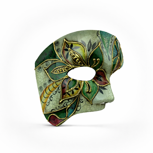 Watercolor Abstract Floral Art Phantom Masquerade Mask Men Green M2606