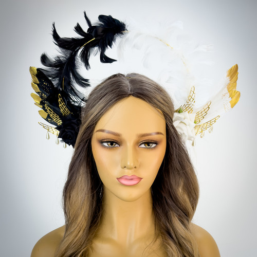 halo fascinator masquerade mask, angel costume, angel costume headband, angel halo headband