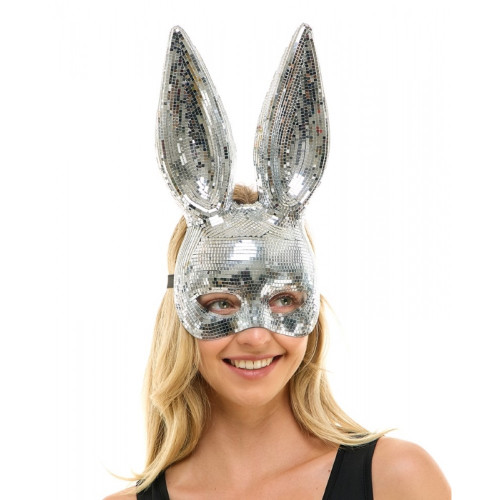 Silver bunny masquerade mask Woman Masquerade Mask VIP Animal Mask Mirror Glass Party masks, masquerade masks, masquerade mask, masquerade masks for prom, couples masquerade masks