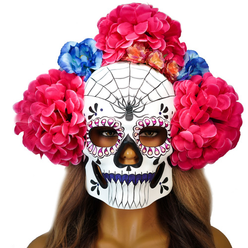 Day of the dead mask, day of the dead headpiece, day of the flower and butterflies mask, day of the dead, day of the dead decoration
