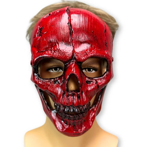 Red demon skull mask, devil mask cosplay masks japanese cosplay Oni Samurai Mask Half Face Japanese Warrior Mask Ghost Warrior Character Masks Novelty Halloween Party Cosplay Costume Cool Halloween Cosplay Prop for Boys Girls Adults Kids Party Accessory