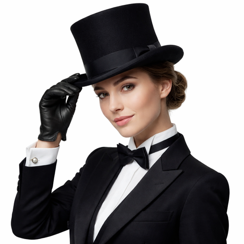 Classic Black Top Hat Elegant Formal Tuxedo Hat for Men & Women