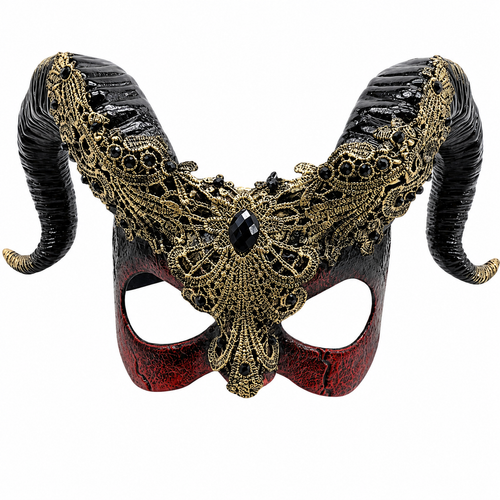 Men’s Gothic Ram Horn Masquerade Mask – Venetian Devil Cosplay Mask for Halloween, Mardi Gras, Fantasy Costume & Masquerade Ball