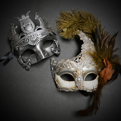 couple's masquerade masks, masquerade masks, couples masquerade masks, silver masquerade masks, expensive masquerade masks