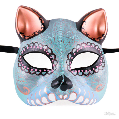Gatto Cat Day of the Dead Mask | Dia de los Muertos Masquerade Mask M2664