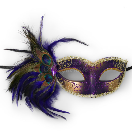 Halloween Mask Full Face Skull Masquerade Mask Venetian Purple Gold