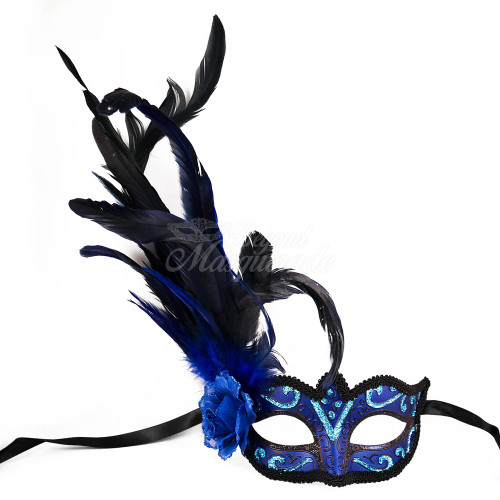 Venetian Feather Masquerade Mask M33134 Blue