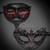 Couple's masquerade masks in red and black mask for men and women.