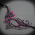 Filigree Metal Masquerade Mask Pink Glitters & Rhinestones Black M33144