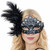 Black Silver Venetian Masquerade Mask with Feather Rhinestones Carnival Mardi Gras Mask