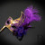 Holding Stick Party Mask | Feather Masquerade Mask Gold Purple M6131