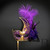 Holding Stick Party Mask | Feather Masquerade Mask Gold Purple M6131