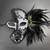 Women Side Feather Phantom Masquerade Mask Silver Black