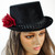 black venetian hat with red rose